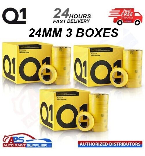 3 X BOXES Q1 PREMIUM MASKING TAPE 24mm x 50mm TOTAL 108 ROLLS - FAST DELIVERY
